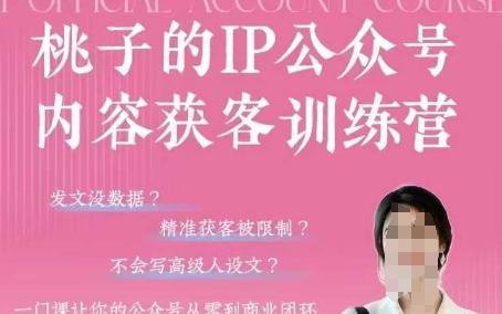 桃子IP公众号内容获客训练营(第3期),一门让你公众号从0到商业闭环的课程 -1 桃子IP公众号内容获客训练营(第3期),一门让你公众号从0到商业闭环的课程 -1