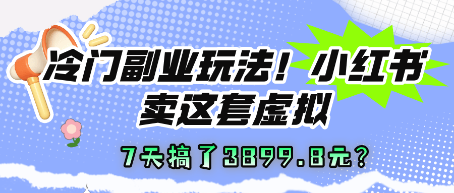 冷门副业玩法！小红书卖这套虚拟资料，7天搞了3899.8元？-阿灿学库