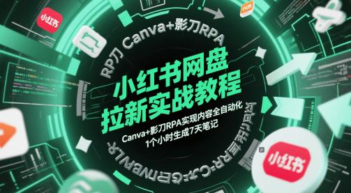 小红书网盘拉新实战教程,Canva+影刀RPA实现内容全自动化,1个小时生成7天笔记 -1 小红书网盘拉新实战教程,Canva+影刀RPA实现内容全自动化,1个小时生成7天笔记 -1