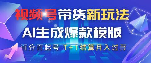 视频号带货新玩法，AI生成，百分百原创爆款模版，百分百起号，高佣商品T+1结算月入过W【揭秘】 -1