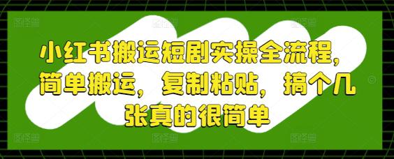 小红书搬运短剧实操全流程，简单搬运，复制粘贴，搞个几张真的很简单-阿灿学库