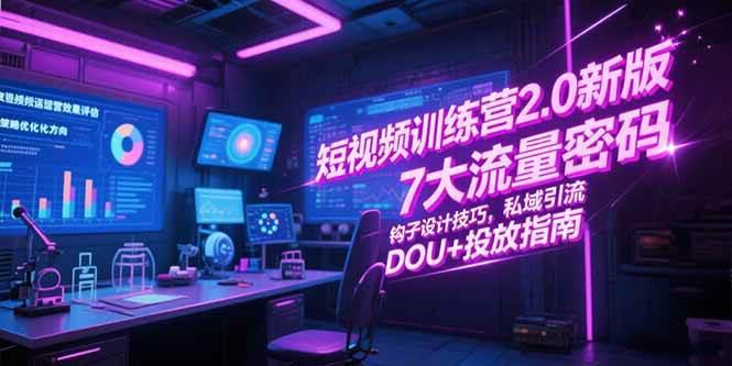 短视频训练营2.0新版,7大流量密码/钩子设计技巧/私域引流/DOU+投放指南 -1 短视频训练营2.0新版,7大流量密码/钩子设计技巧/私域引流/DOU+投放指南 -1