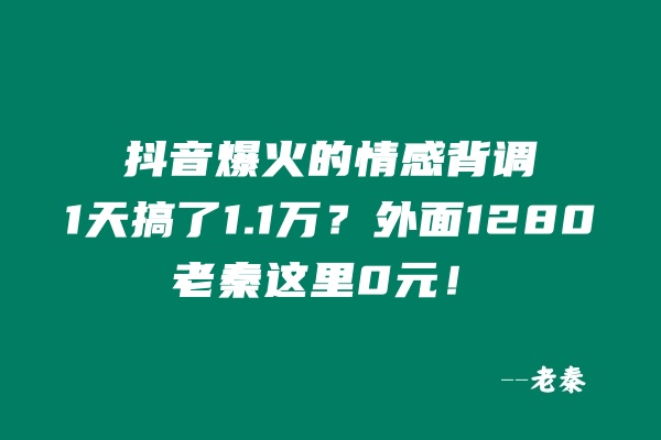 抖音爆火的情感背调，1天搞了11985元？外面1280，老秦这里0元！-阿灿学库