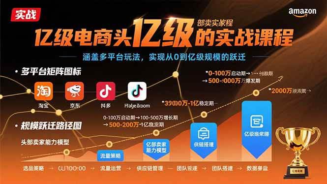 亿级电商头部卖家的实战课程:涵盖多平台玩法,实现从0到亿级规模的跃迁 -1 亿级电商头部卖家的实战课程:涵盖多平台玩法,实现从0到亿级规模的跃迁 -1