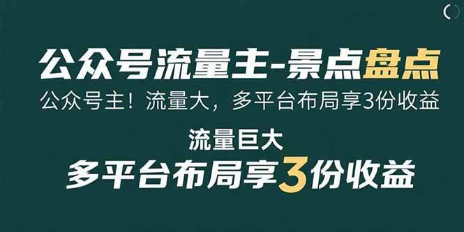 公众号流量主-景点盘点 流量巨大 多平台布局享3份收益 -1 公众号流量主-景点盘点 流量巨大 多平台布局享3份收益 -1