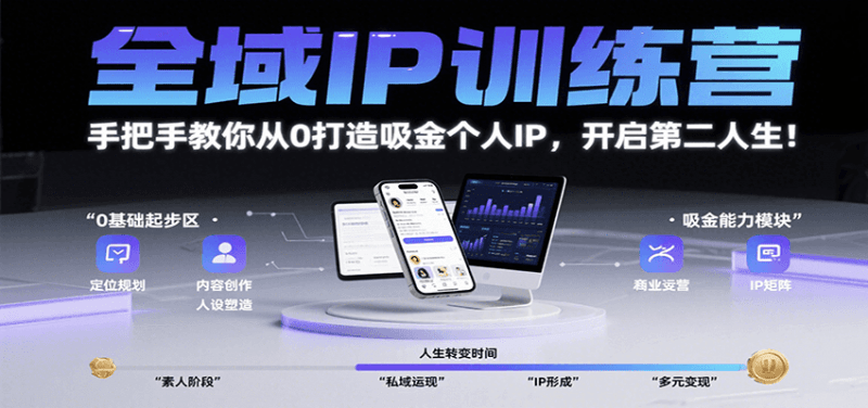 全域IP训练营,手把手教你从0打造吸金个人IP,开启第二人生! -1 全域IP训练营,手把手教你从0打造吸金个人IP,开启第二人生! -1