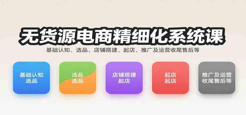 无货源电商精细化系统课:基础认知、选品、店铺搭建、起店、推广及运营收尾售后等 -1 无货源电商精细化系统课:基础认知、选品、店铺搭建、起店、推广及运营收尾售后等 -1