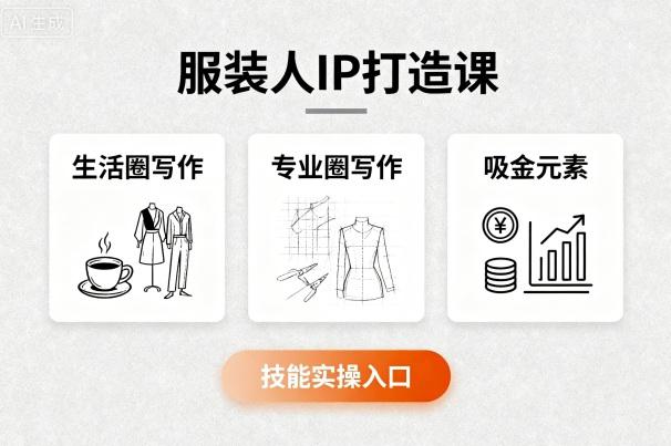 服装人IP打造课,文案创富+生活圈写作+专业圈写作+服装人专属+吸金元素+技能实操 -1 服装人IP打造课,文案创富+生活圈写作+专业圈写作+服装人专属+吸金元素+技能实操 -1