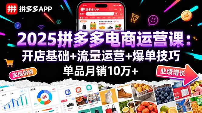 2025拼多多电商运营课:开店基础+流量运营+爆单技巧,单品月销10万+ -1 2025拼多多电商运营课:开店基础+流量运营+爆单技巧,单品月销10万+ -1