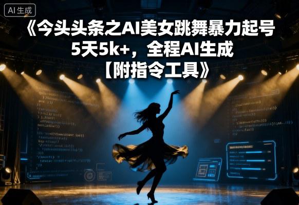 今日头条之AI美女跳舞暴力起号，5天1k+，全程AI生成【附指令工具】 -1