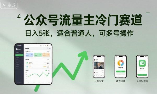 公众号流量主冷门赛道,日入5张,适合普通人,可多号操作 -1 公众号流量主冷门赛道,日入5张,适合普通人,可多号操作 -1