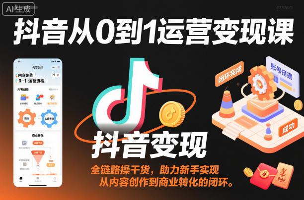 抖音从0到1运营变现课,全链路实操干货,助力新手实现从内容创作到商业转化的闭环 -1 抖音从0到1运营变现课,全链路实操干货,助力新手实现从内容创作到商业转化的闭环 -1