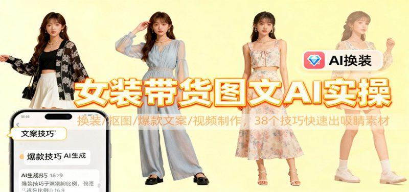 女装带货图文AI实操,换装/抠图/爆款文案/视频制作,38个技巧快速出吸睛素材 -1 女装带货图文AI实操,换装/抠图/爆款文案/视频制作,38个技巧快速出吸睛素材 -1