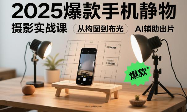2025爆款手机静物摄影实战课，从构图到布光，不用贵设备，AI辅助出片 -1