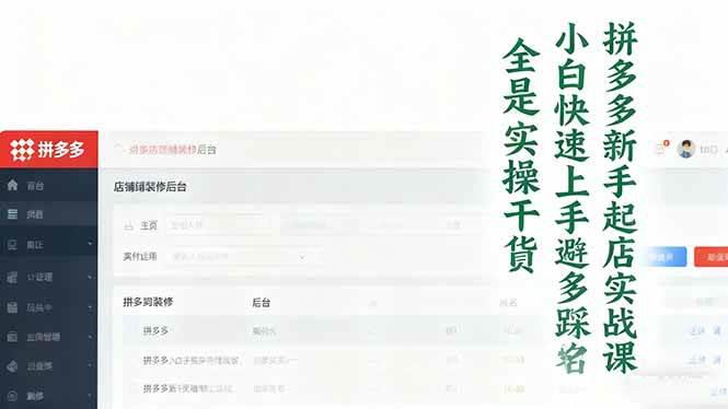拼多多新手起店实战课:小白快速上手拼多多运营,避开踩坑,全是实操干货 -1 拼多多新手起店实战课:小白快速上手拼多多运营,避开踩坑,全是实操干货 -1