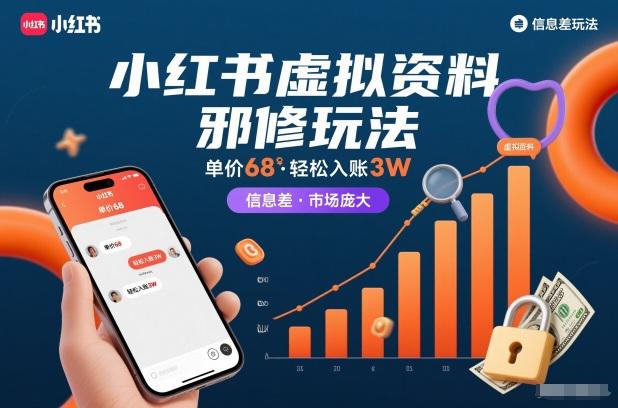 小红书虚拟资料邪修玩法，单价68，轻松入账3W，信息差玩法，市场庞大 -1