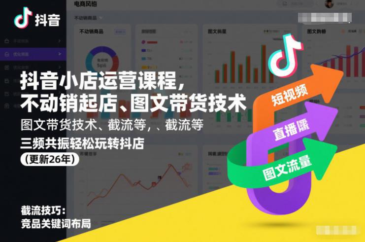 抖音小店运营课程,不动销起店、图文带货技术、截流等,三频共振轻松玩转抖店(更新26年) -1 抖音小店运营课程,不动销起店、图文带货技术、截流等,三频共振轻松玩转抖店(更新26年) -1