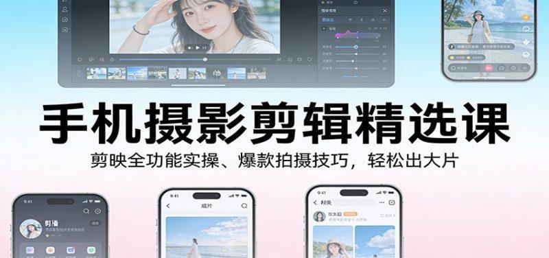 手机摄影剪辑精选课:剪映全功能实操、爆款拍摄技巧,轻松出大片 -1 手机摄影剪辑精选课:剪映全功能实操、爆款拍摄技巧,轻松出大片 -1