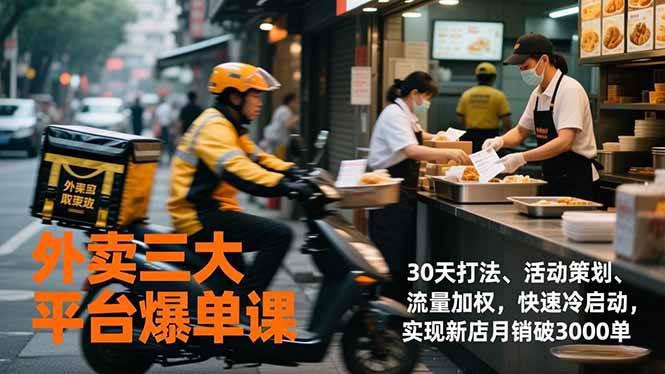 外卖三大平台爆单课,30天打法、活动策划、流量加权,快速冷启动,实现新店月销破3000单 -1 外卖三大平台爆单课,30天打法、活动策划、流量加权,快速冷启动,实现新店月销破3000单 -1