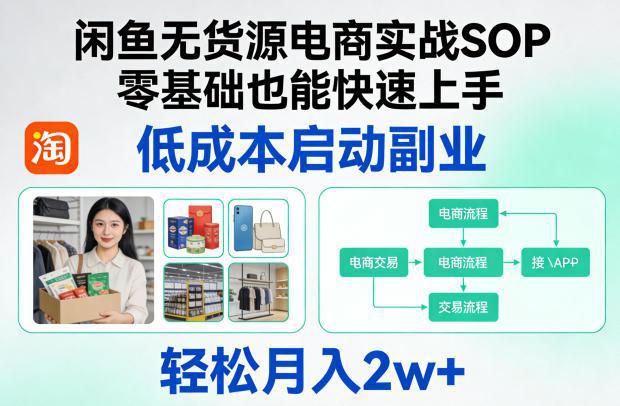 闲鱼无货源电商实战SOP,零基础也能快速上手,低成本启动副业,轻松月入2w+ -1 闲鱼无货源电商实战SOP,零基础也能快速上手,低成本启动副业,轻松月入2w+ -1