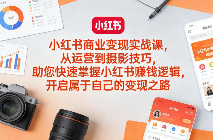 小红书商业变现实战课，从运营到摄影技巧，助您快速掌握小红书賺钱逻辑，开启属于自己的变现之路 -1