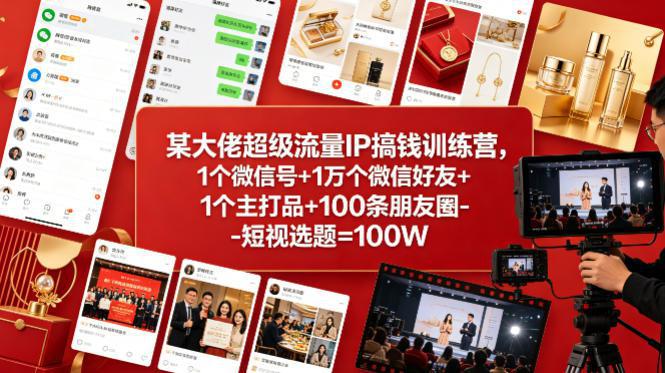 某大佬超级流量IP搞钱训练营,1个微信号+1万个微信好友+1个主打品+100条朋友圈-短视选题=100W -1 某大佬超级流量IP搞钱训练营,1个微信号+1万个微信好友+1个主打品+100条朋友圈-短视选题=100W -1