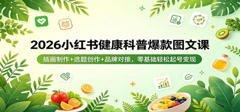 2026小红书健康科普爆款图文课:插画制作+选题创作+品牌对接,零基础轻松起号变现 -1 2026小红书健康科普爆款图文课:插画制作+选题创作+品牌对接,零基础轻松起号变现 -1
