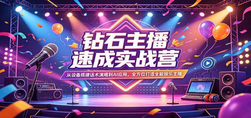 钻石主播速成实战营:从设备搭建话术演唱到AI应用,全方位打造全能娱乐主播 -1 钻石主播速成实战营:从设备搭建话术演唱到AI应用,全方位打造全能娱乐主播 -1