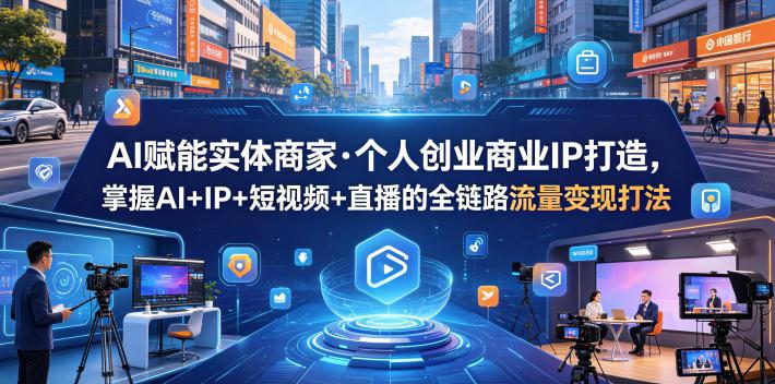 AI赋能实体商家·个人创业商业IP打造,掌握AI+IP+短视频+直播的全链路流量变现打法 -1 AI赋能实体商家·个人创业商业IP打造,掌握AI+IP+短视频+直播的全链路流量变现打法 -1
