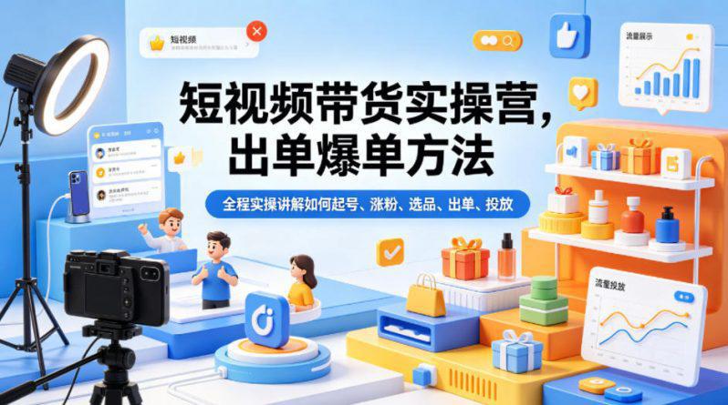 短视频带货实操营,出单爆单方法,全程实操讲解如何起号、涨粉、选品、出单、投放(更新0515) -1 短视频带货实操营,出单爆单方法,全程实操讲解如何起号、涨粉、选品、出单、投放(更新0515) -1