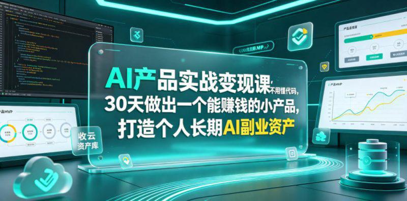 AI产品实战变现课,不用懂代码,30天做出一个能賺钱的小产品,打造个人长期AI副业资产 -1 AI产品实战变现课,不用懂代码,30天做出一个能賺钱的小产品,打造个人长期AI副业资产 -1