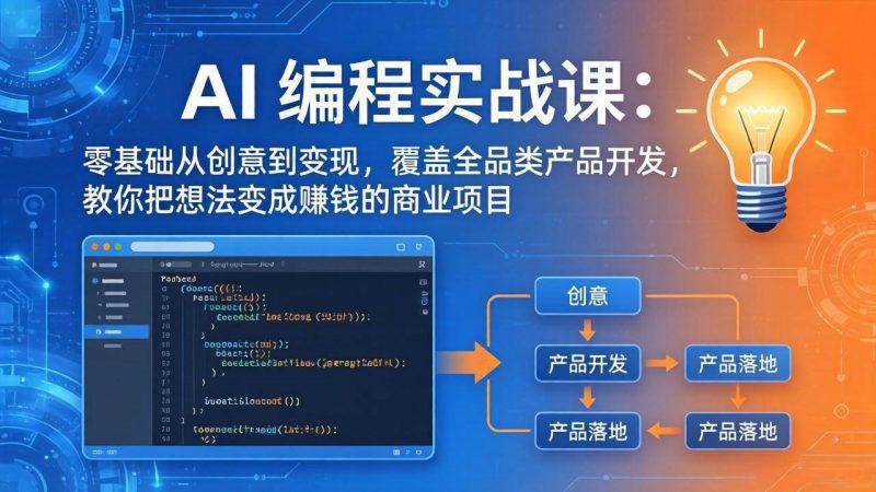 AI编程实战课-第三期-6月更新：零基础从创意到变现，覆盖全品类产品开发，把想法变成赚钱项目-阿灿学库