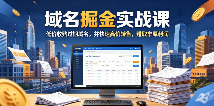 域名交易掘金实战课，低价收购过期域名，并快速高价转售，賺取丰厚利润【原创双语字幕】-阿灿学库