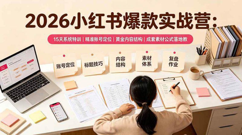 2026小红书爆款实战营：15天系统特训｜精准账号定位｜黄金内容结构｜成套素材公式落地教程 -1