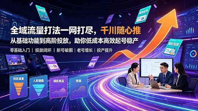 全域流量打法一网打尽,千川随心推从基础功能到高阶投放,助你低成本高效起号稳产 -1 全域流量打法一网打尽,千川随心推从基础功能到高阶投放,助你低成本高效起号稳产 -1