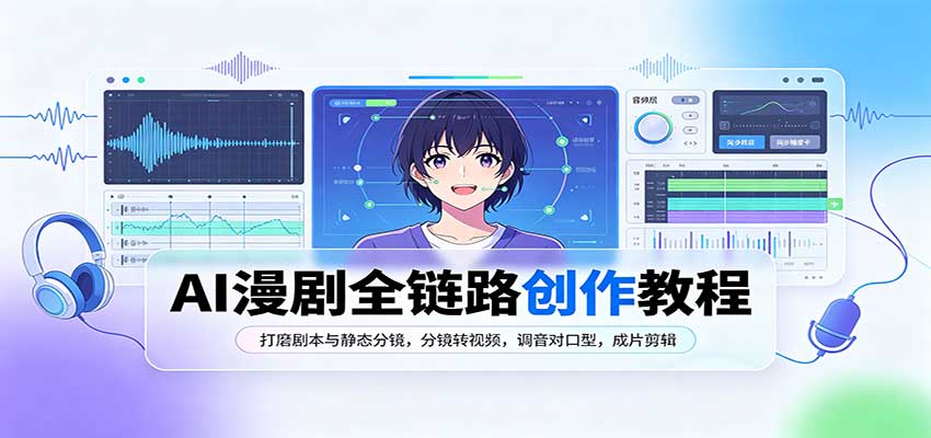 AI漫剧全链路创作教程:打磨剧本与静态分镜,分镜转视频,调音对口型,成片剪辑-阿灿学库