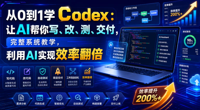 从0到1学Codex：让AI帮你写、改、测、交付，完整系统教学，利用AI实现效率翻倍(更新0918)-阿灿学库