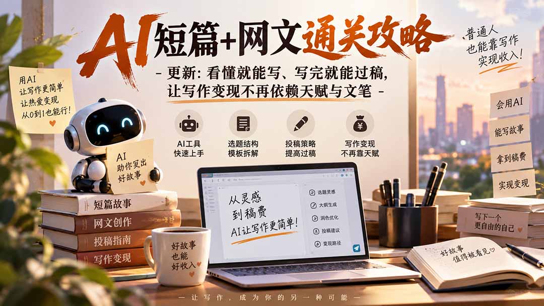 AI短篇+网文通关攻略-更新0921：看懂就能写、写完就能过稿，让写作变现不再依赖天赋与文笔-阿灿学库