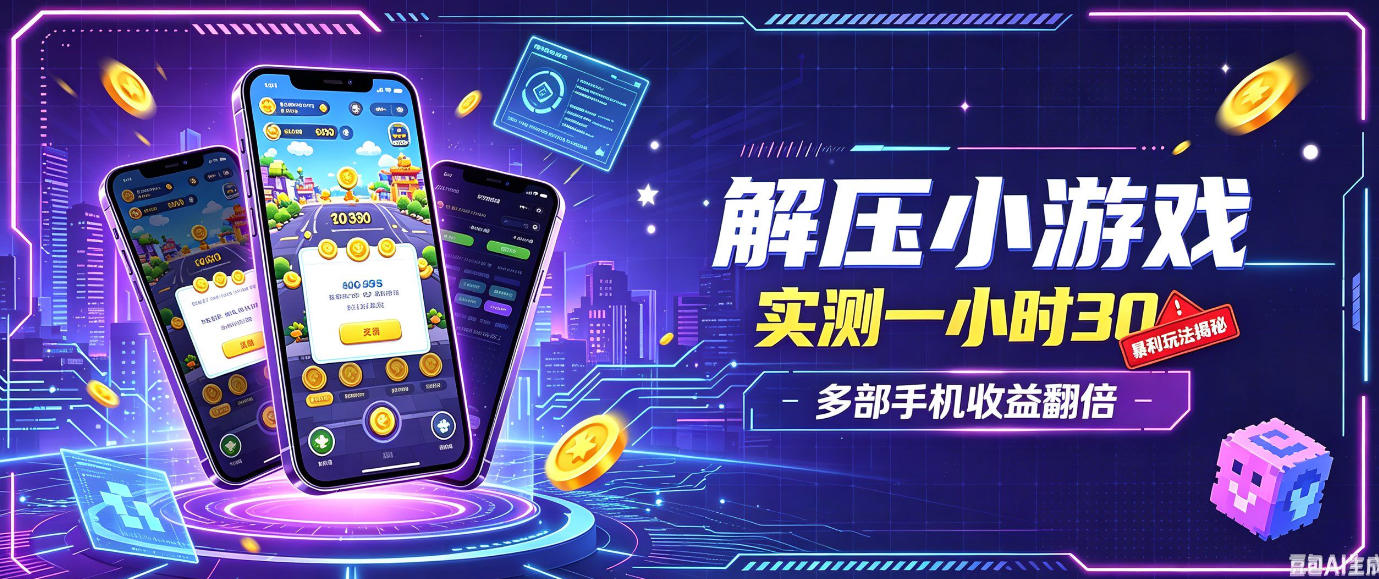 小游戏全流程玩法，实测一小时搞30，简单无脑解压，当天做当天就能看到进账，直接冲就行【揭秘】-阿灿学库