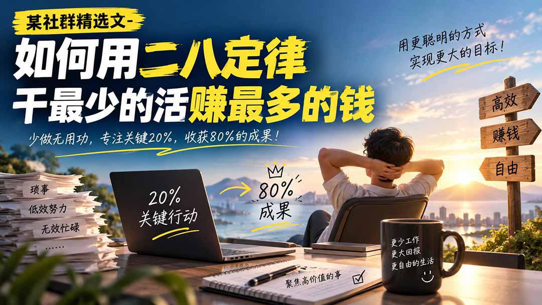 某社群精选文-如何用二八定律干最少的活赚最多的钱-阿灿学库