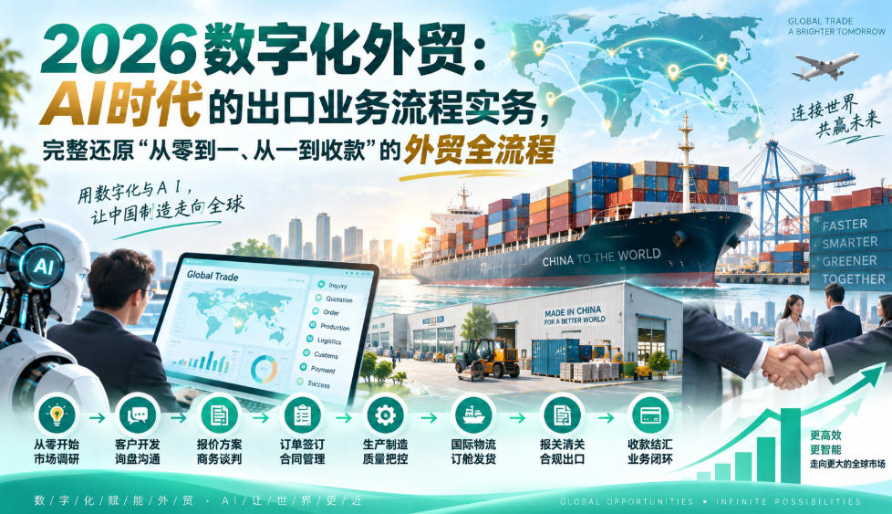 2026数字化外贸：AI时代的出口业务流程实务，完整还原”从零到一、从一到收款”的外贸全流程-阿灿学库