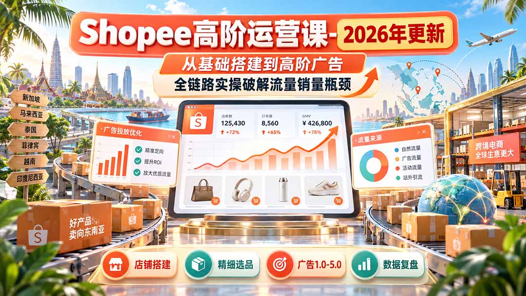Shopee高阶运营课-更新9月，从基础搭建到高阶广告，全链路实操破解流量销量瓶颈-阿灿学库