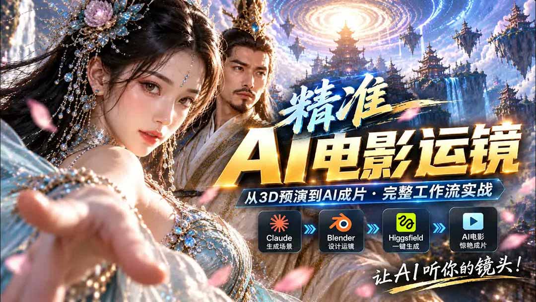 AI视频终于能精准运镜了！Claude + Blender + Higgsfield 免费插件实测-阿灿学库