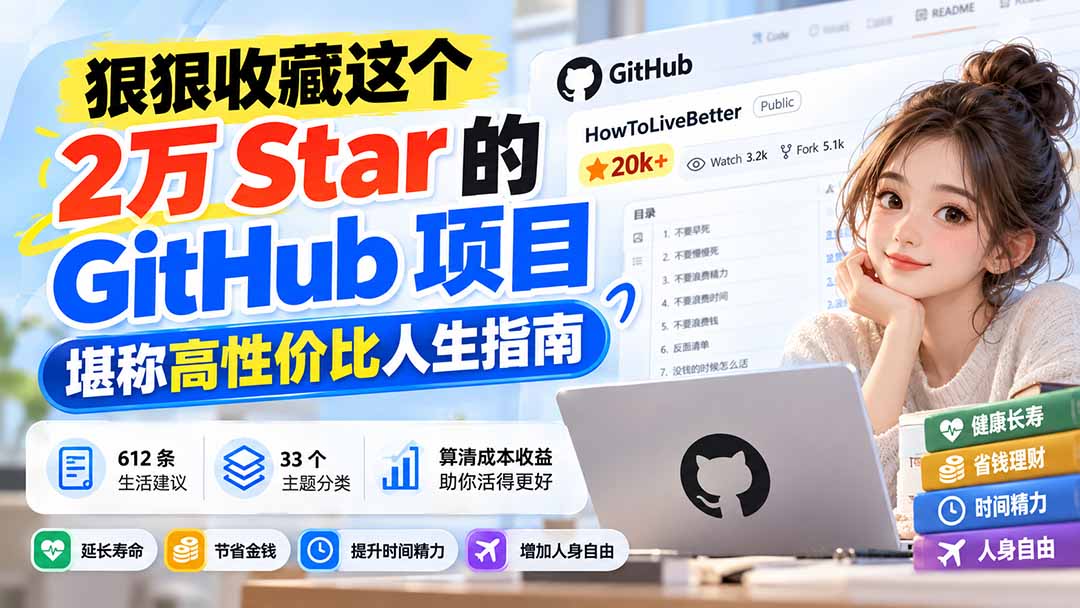 狠狠收藏这个 2 万 Star 的 GitHub 项目,堪称高性价比人生指南。-阿灿学库