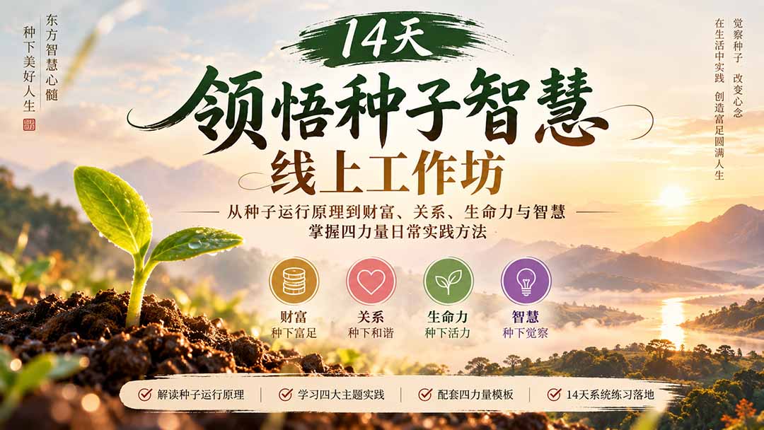 14天领悟种子智慧线上工作坊|从种子运行原理到财富、关系、生命力与智慧,掌握四力量日常实践方法-阿灿学库