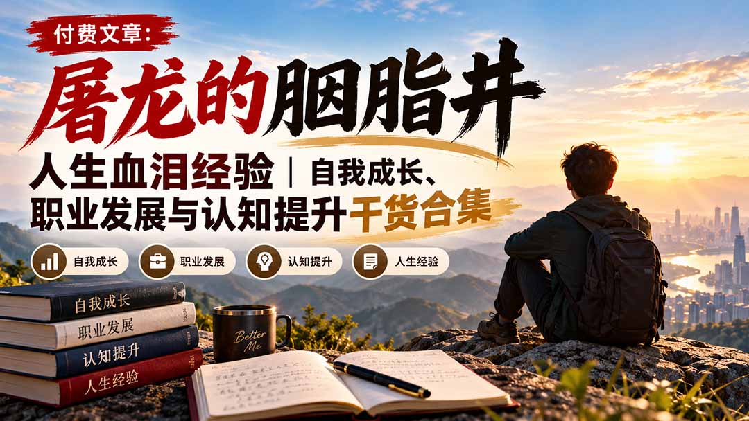 付费文章:屠龙的胭脂井人生血泪经验|自我成长、职业发展与认知提升干货合集-阿灿学库