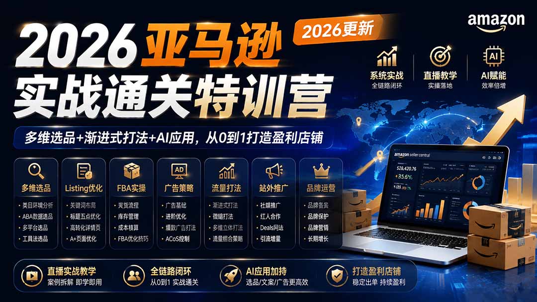 2026亚马逊实战通关特训营-更新1017，多维选品+渐进式打法+AI应用，从0到1打造盈利店铺-阿灿学库