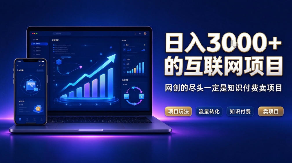 日入3k+的互联网项目，网红的尽头是带货，网创的尽头一定是知识付费卖项目【揭秘】-阿灿学库