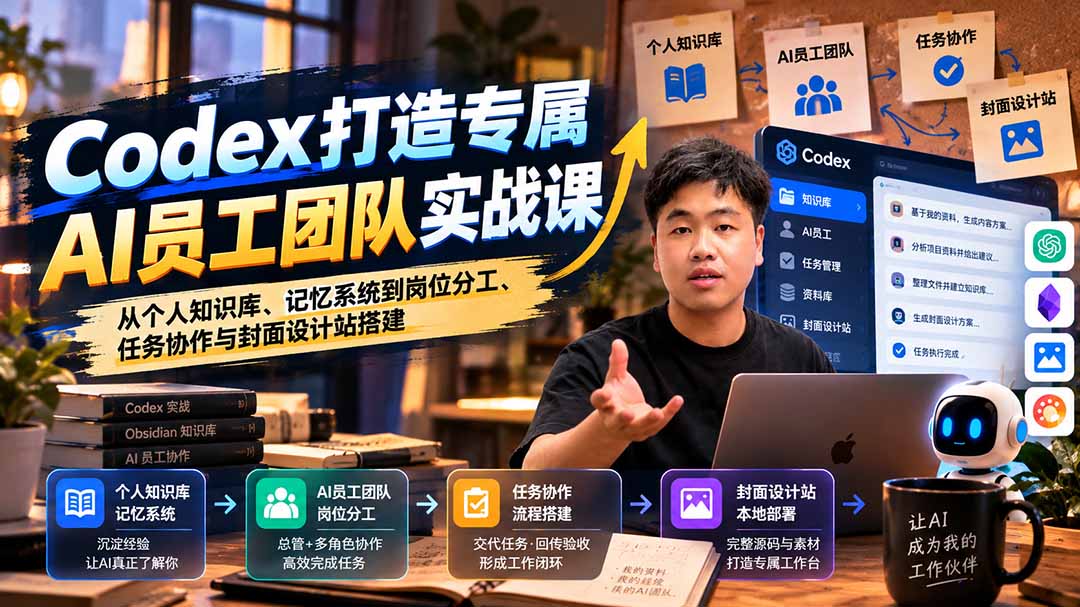 【无水印】Codex打造专属AI员工团队实战课:从个人知识库、记忆系统到岗位分工、任务协作与封面设计站搭建-阿灿学库
