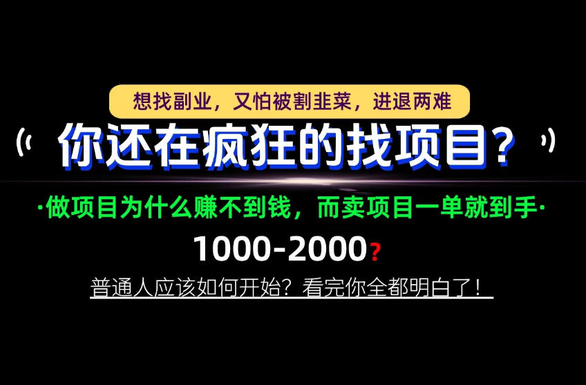 你还在疯狂的找项目？别傻了！卖项目才是真正的一本万利！怎么做，看完你全都明白！【揭秘】-阿灿学库